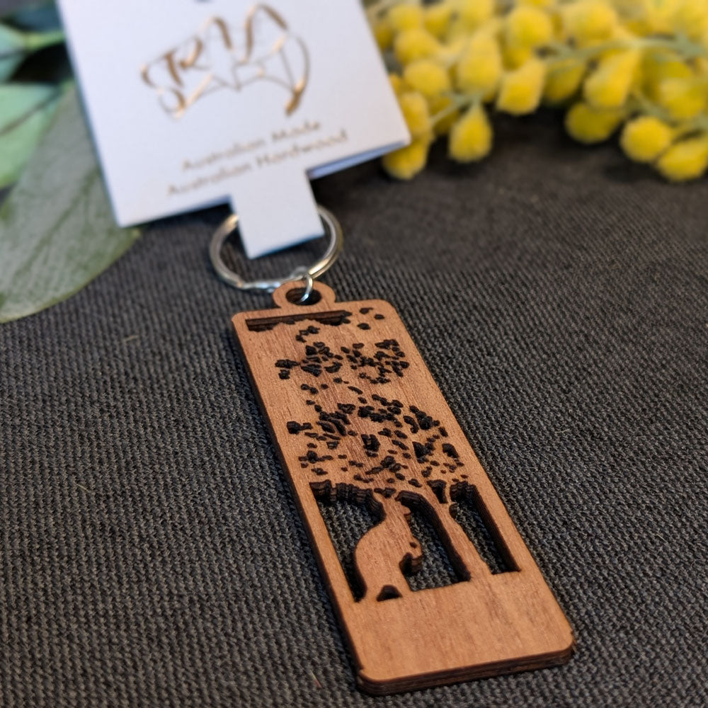Lonely Kangaroo: Australian Wooden Keyring