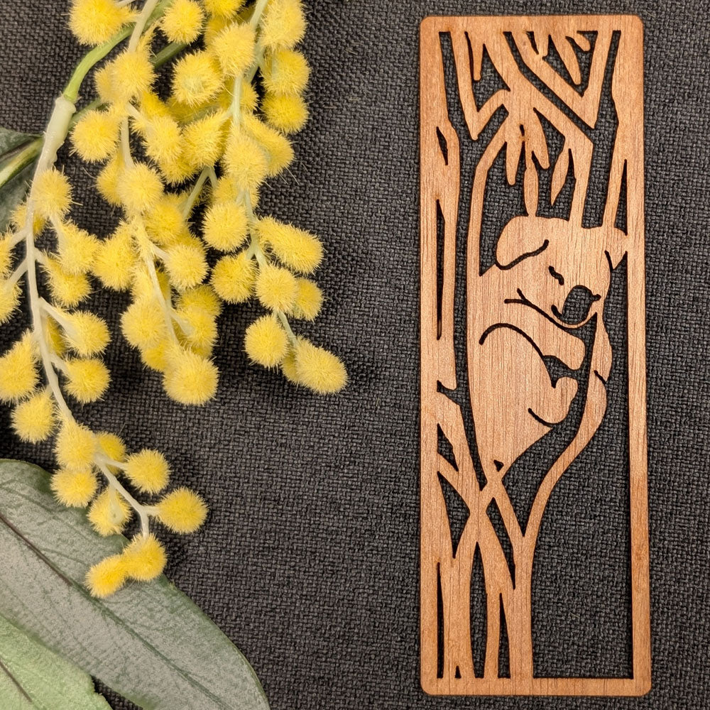 Sleepy Koala: Australian Wooden Bookmark