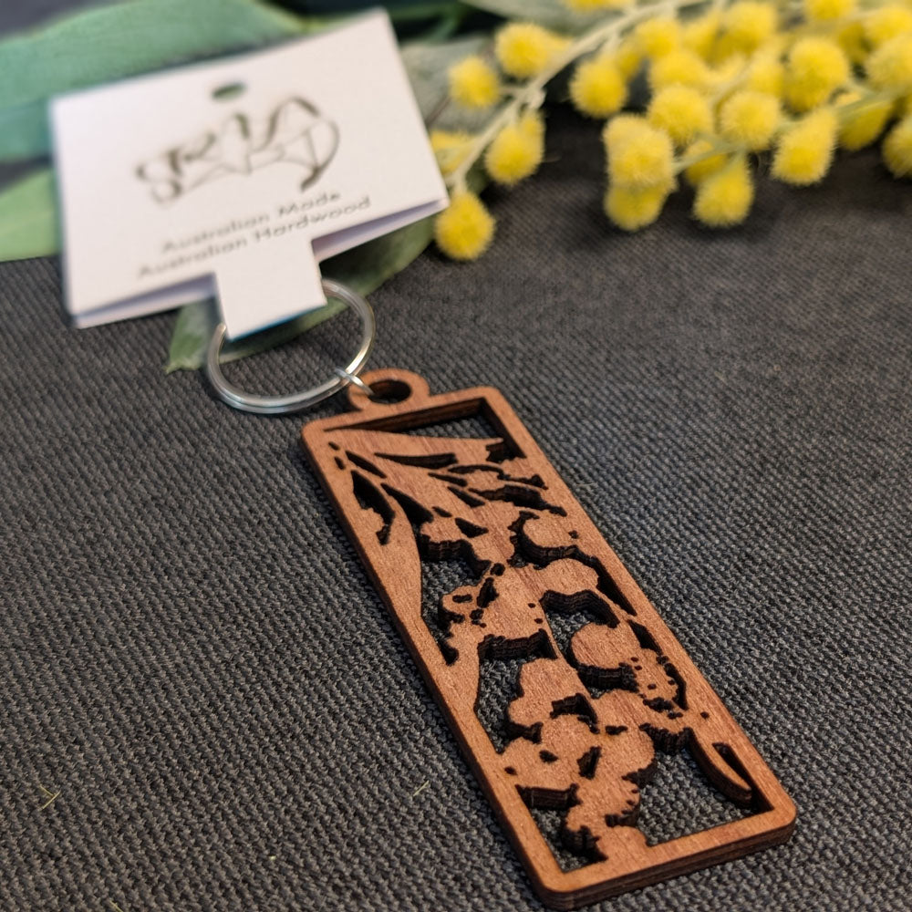 Flowering Wattle: Australian Wooden Keyring