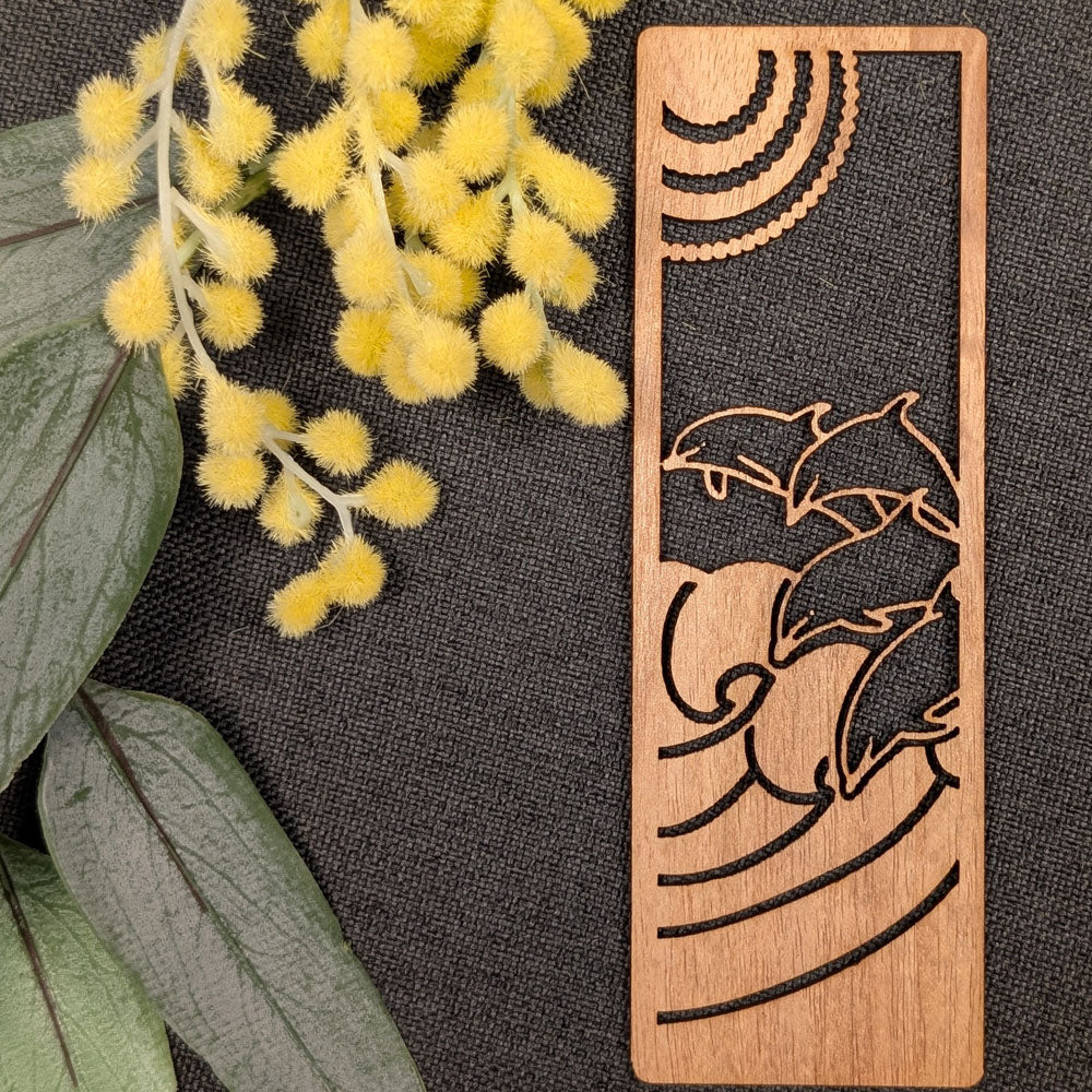 Jumping Dolphins: Australian Wooden Bookmark