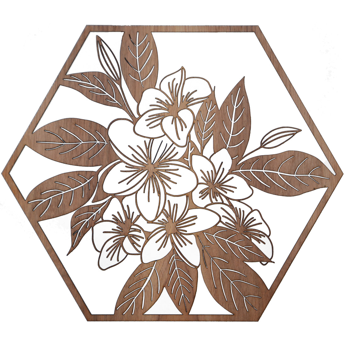 Frangipani: Australian Timber Hexagon Wall Art