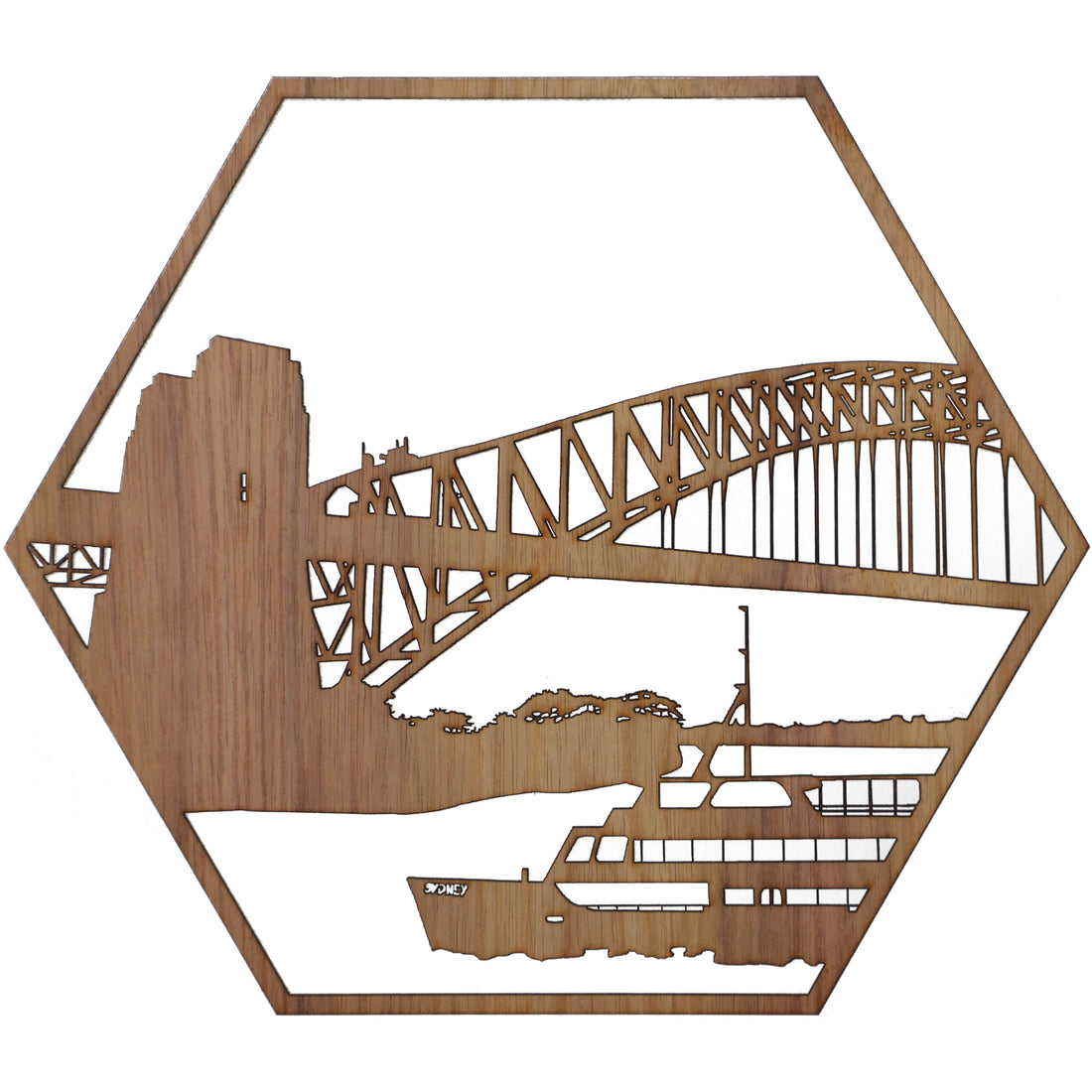 Sydney Harbour Bridge: Australian Timber Hexagon Wall Art