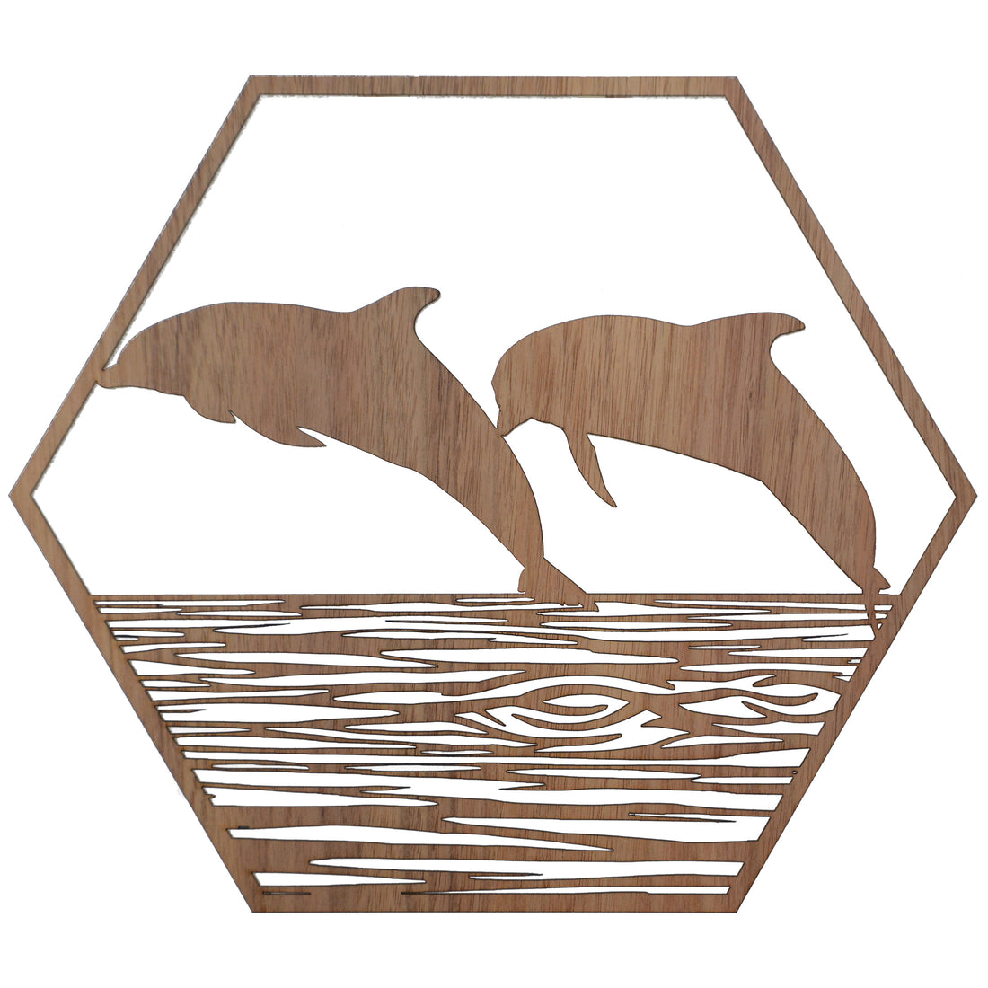Jumping Dolphins: Australian Timber Hexagon Wall Art