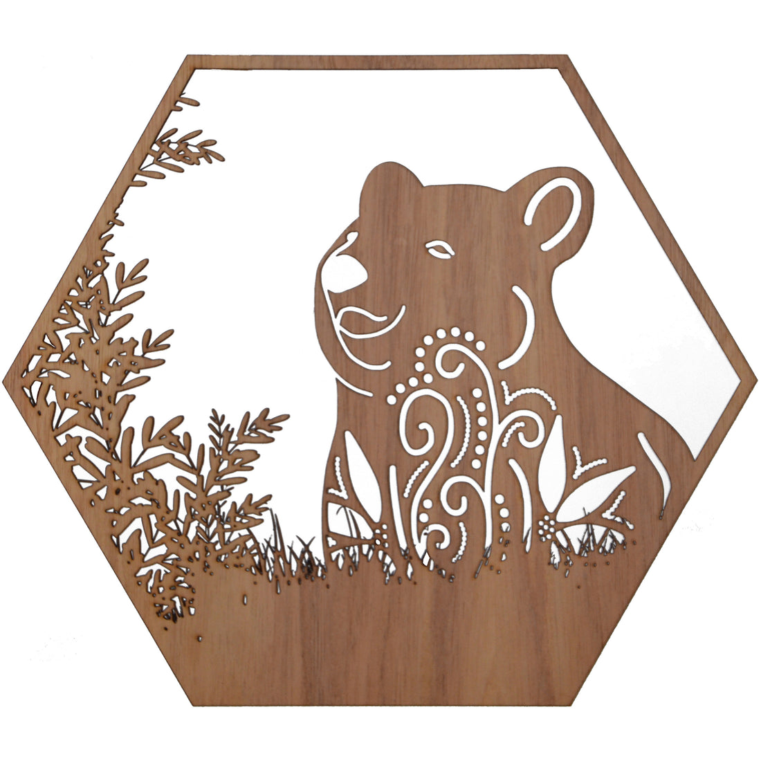 Smiling Quokka: Australian Timber Hexagon Wall Art