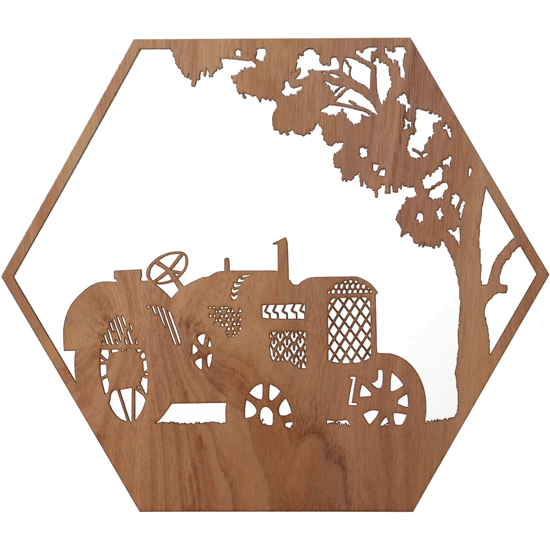 Abandoned Tractor: Australian Timber Hexagon Wall Art