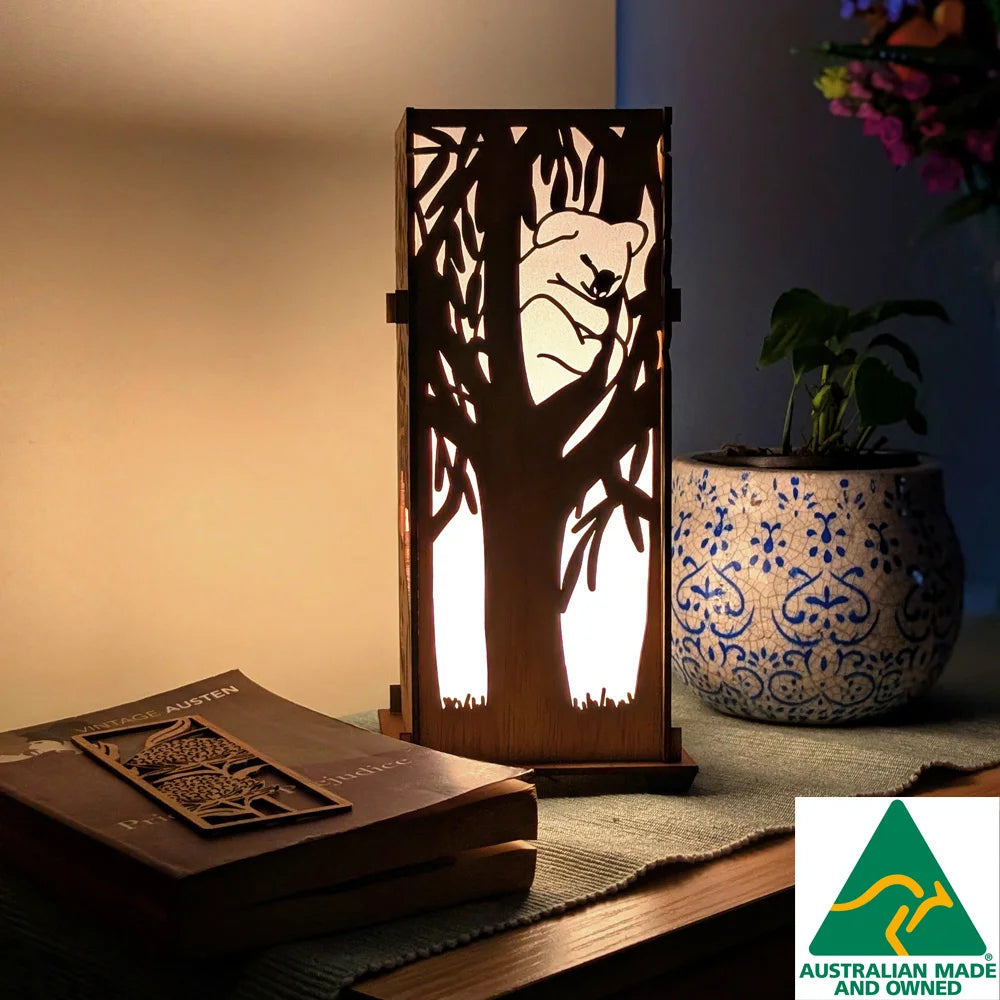 Koala and Wombat: Australian Hardwood Lamp
