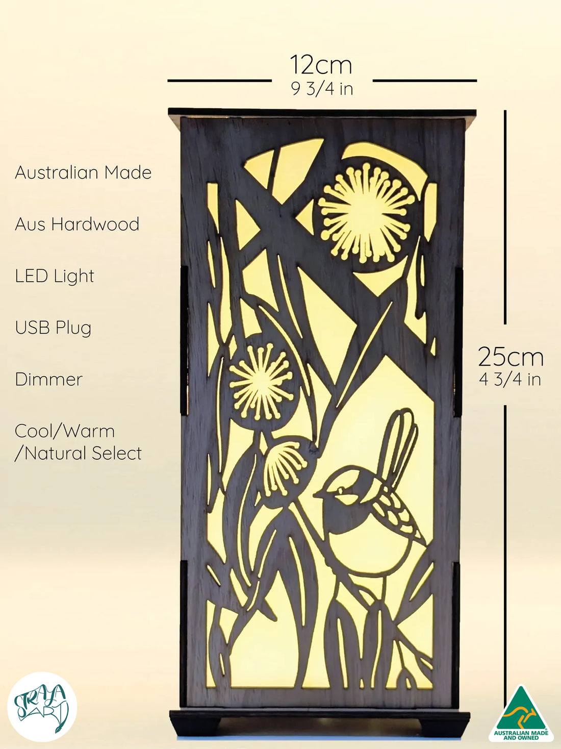 Blue Wren: Australian Hardwood Lamp