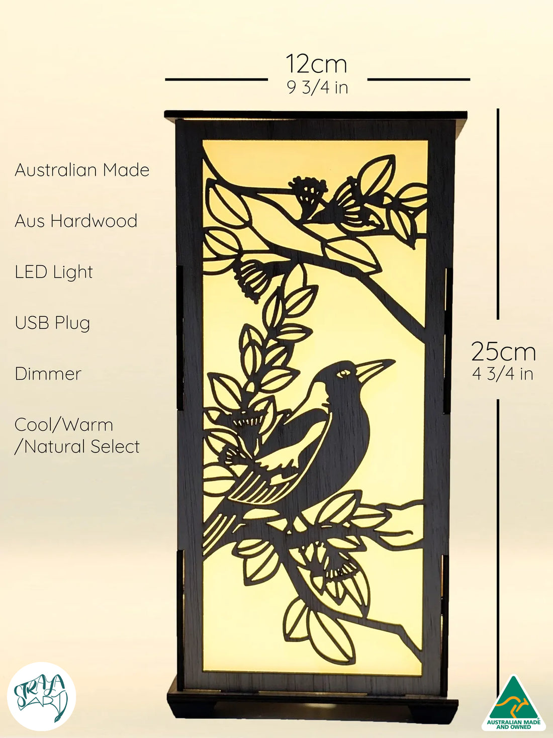 Magpie Lorikeet: Australian Hardwood Lamp