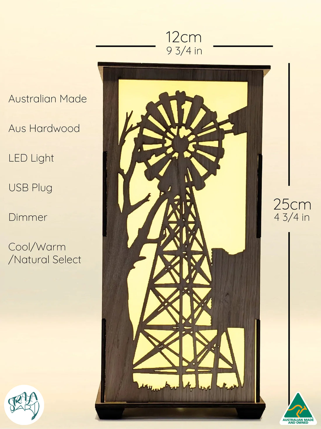 Outback Station & Windmill: Australian Hardwood Lamp