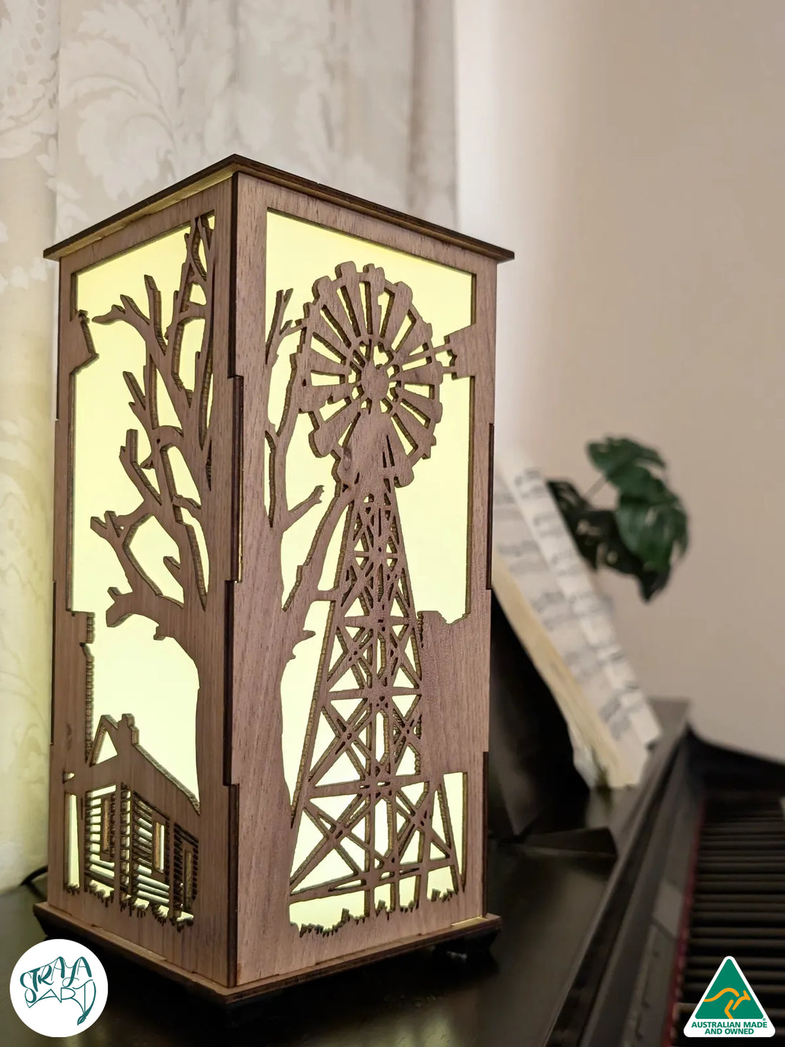 Outback Station & Windmill: Australian Hardwood Lamp