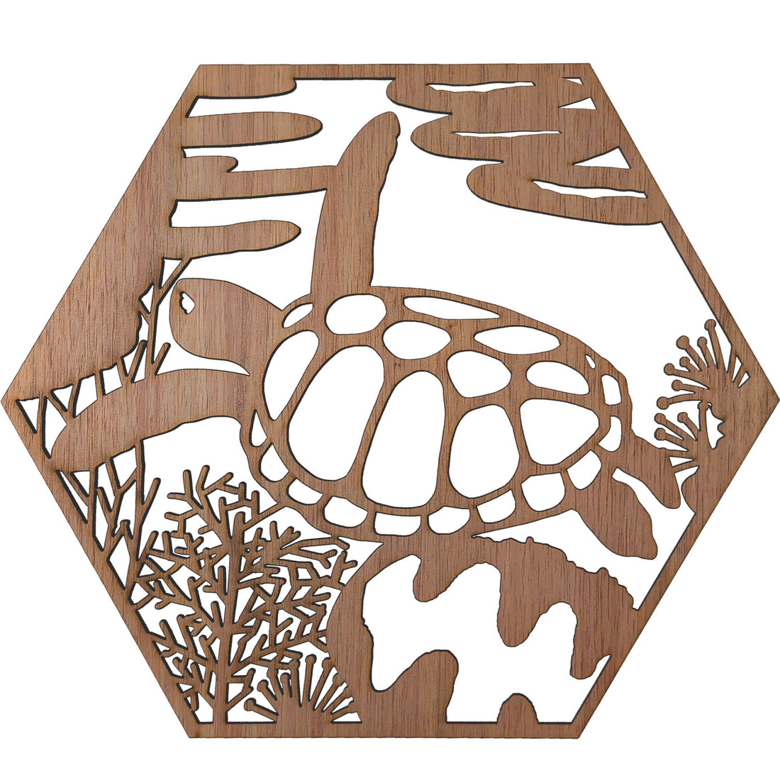 Giant Sea Turtle: Australian Timber Hexagon Wall Art
