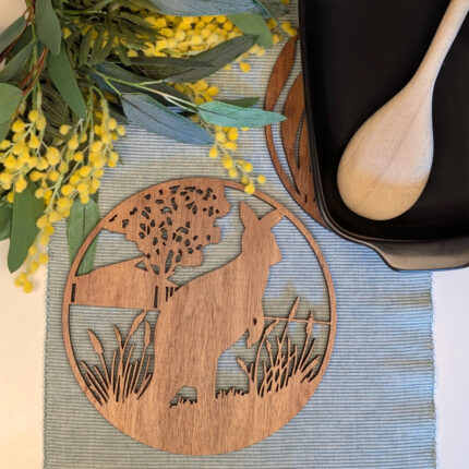 Outback Kangaroo Australian timber Animal Trivet Pot Stand by Straya Art - Laser Cut Hardwood from the Australian Animal Collection