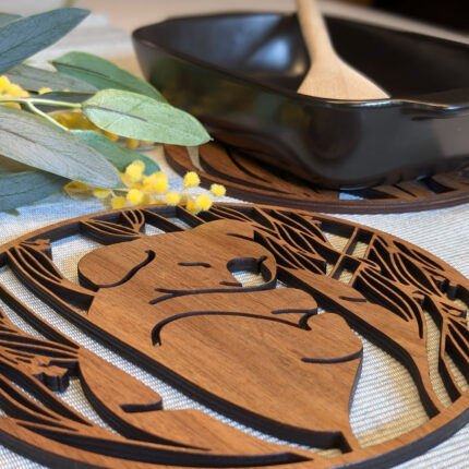 Sleepy Koala Australian timber Animal Trivet Pot Stand by Straya Art - Laser Cut Hardwood from the Australian Dining Collection