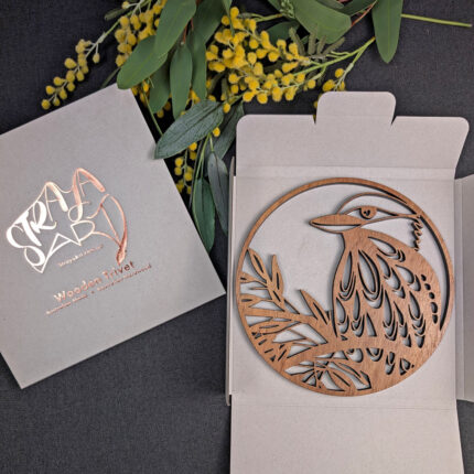 Laughing Kookaburra Australian timber Animal Trivet Pot Stand by Straya Art - Laser Cut Hardwood from the Australian Dining Collection