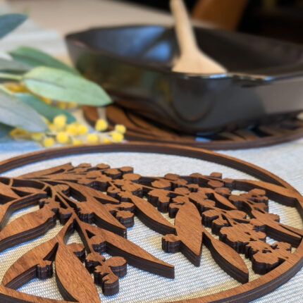 Flowering Wattle Australian timber Animal Trivet Pot Stand by Straya Art - Laser Cut Hardwood from the Australian Dining Collection