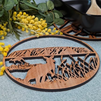 Uluru Kangaroos Australian timber Animal Trivet Pot Stand by Straya Art - Laser Cut Hardwood from the Australian Dining Collection